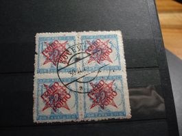 Jugoslawien, 4erblock Portomarke 1920 mittig o