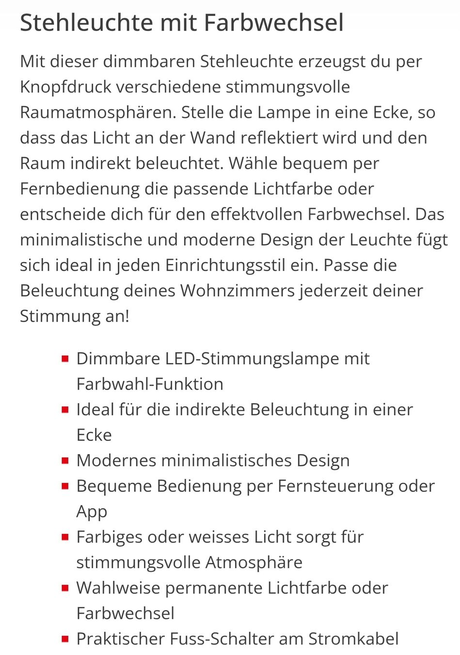 Lampen: Stehleuchte LED mit Farbenspiel-Varianten – Neu (gemäss Beschreibung) aus Emmetten von Amelandrea 7