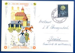 1947  Postkarte  Tag der Briefmarke / Luzern - Genève