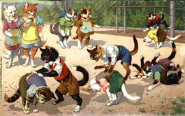 Katzen beim Spielen (Böcklispringen)