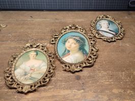 3 wunderschöne alte Bilder mit tollen Rahmen Vintage ArtDoco