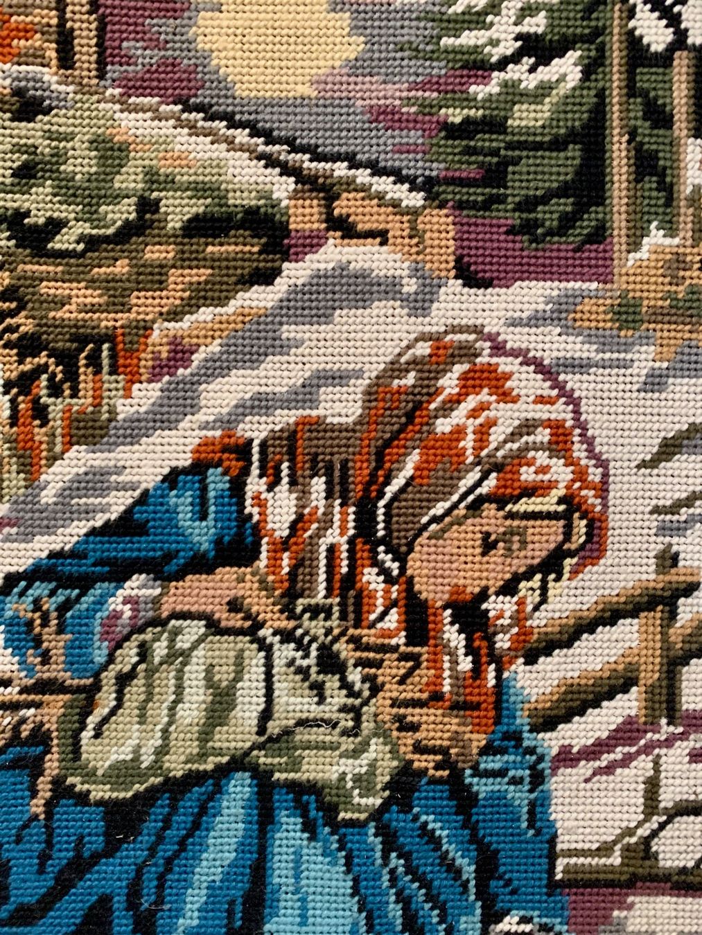 Dipinti: Gobelin Gemälde / Romantische Winterlandschaft mit Mädchen – Usato da Zürich venduto da Les_Zurichois 2