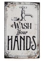 WASH YOUR HANDS - Holzschild  (neu/OVP)