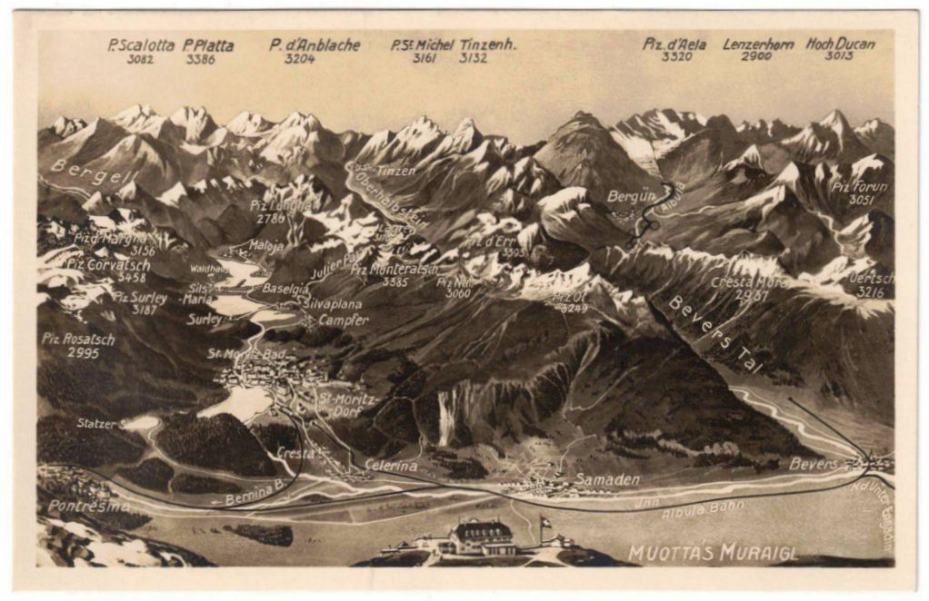 Cartoline postali: St. Moritz - Standseilbahn Muottas Muragl Bergstation – Usato da Binningen venduto da Mountainrider