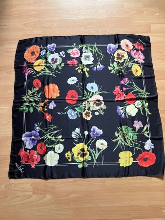 Silk Seide Scarf Foulard Blumen Motiv