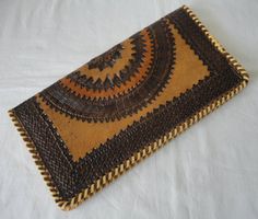 Portemonnaie echt Leder/Wildleder verziert mit 3 Fächern