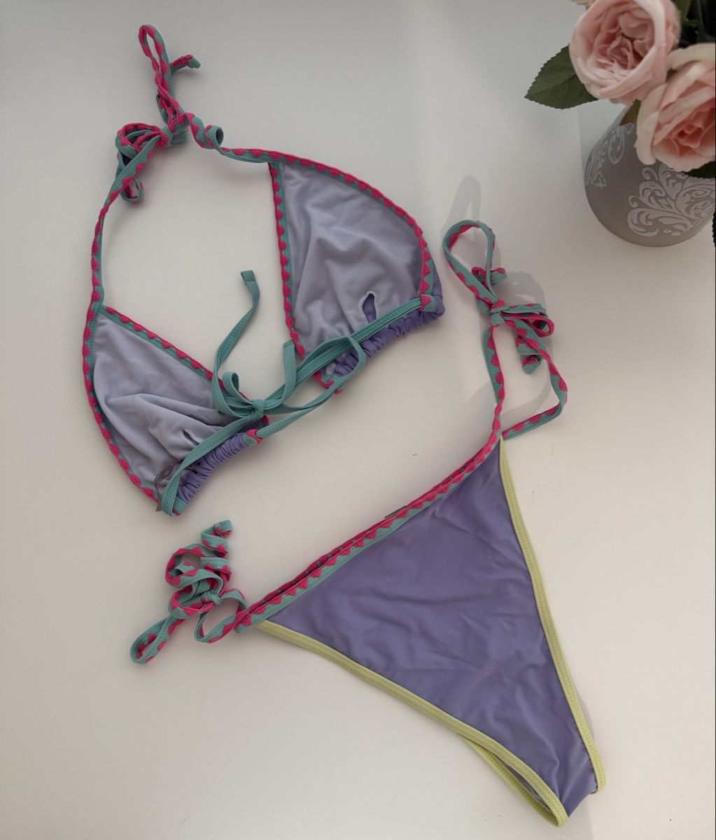 Shein Badekleider & Bikinis: Bikini Grösse L lila mit bunter Biese neu – Neu (gemäss Beschreibung) aus Regensdorf von Sirodtpycpvu 2