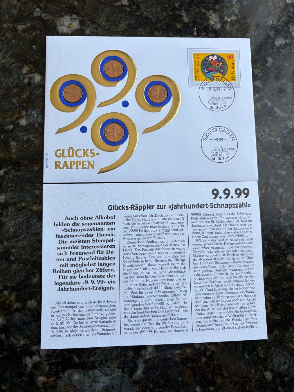 Alle Münzen: Münzbrief Glücks-Rappen 9.9.99 – Neu (gemäss Beschreibung) aus Reichenburg von Strok10