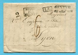 Faltbrief von Genève nach Lyon 1832