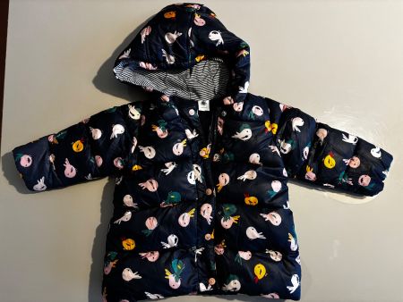 Doudoune chaude Petit Bateau, motif oiseaux, taille 2 ans