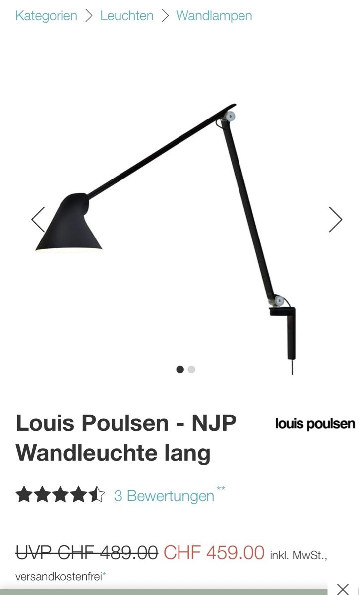 Louis Poulsen Lampade: NJP Louis Poulsen Lampe schwarz – Usato da Tagelswangen venduto da Bomu