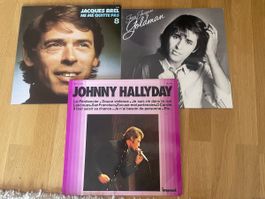 Vinyles Johnny Hallyday, Brel, Goldman 3 pces