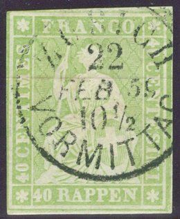 Tutti i francobolli: 1859 Schweiz Strubel – Usato da Zürich venduto da yago-rot