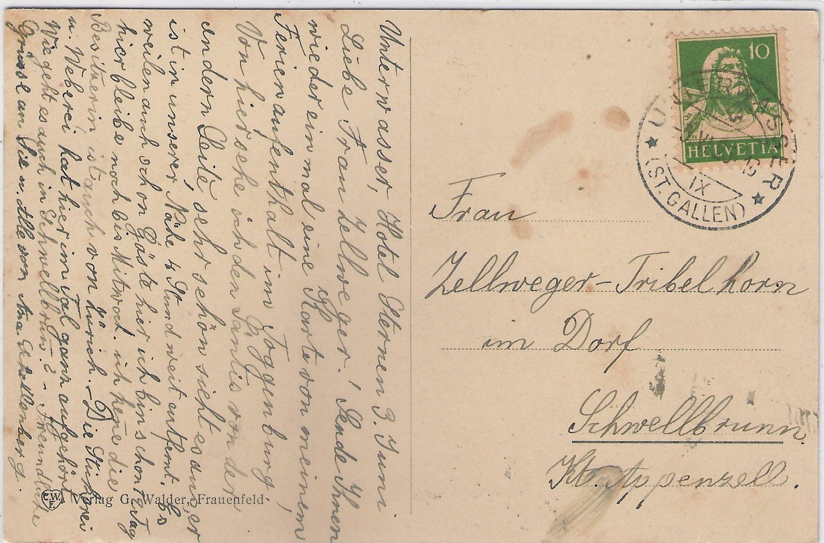 Cartoline postali: Unterwasser - Hotel Sternen – Usato da Ettingen venduto da Kartenplanet 1