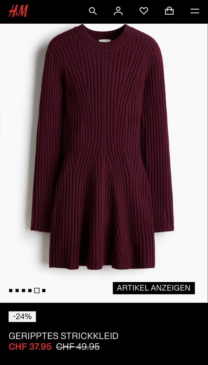 H&M Vestiti: H&M Strickkleid (Bordeaux) – Usato da Basel venduto da Christopher123 4