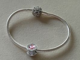 Luxus Elegante 19 cm Armband/Charm Farbe :Silber/Rosa
