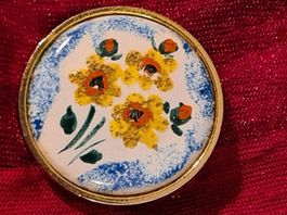 Brosche Cloisonne Emaille, Handarbeit Unikate 1960