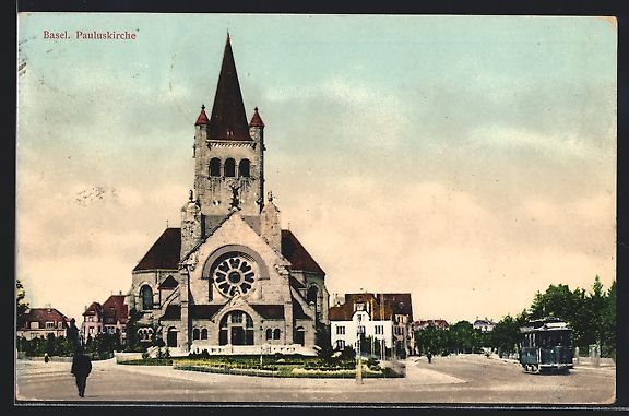 Cartes postales: Basel, Strassenbahn an der Pauluskirche – D'occasion à Berlin par bartko-reher