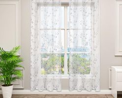 4StkVorhang Gardinen Leinen Optik grau weiss ca. 140x175cm