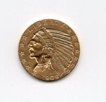 (144) USA, 5 Dollars 1909, Indianer top stgl