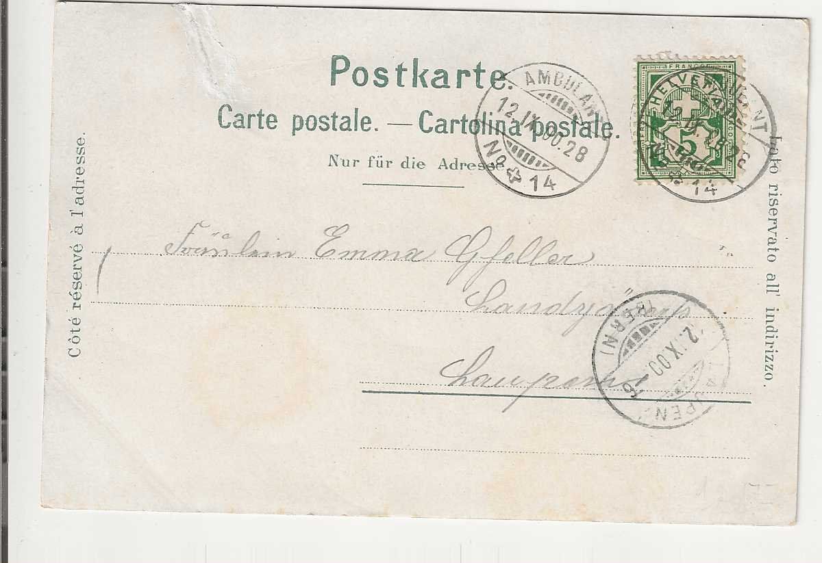 Cartoline postali: Signau, Litho, 1900 – Usato da Spiez venduto da Niesen20 1
