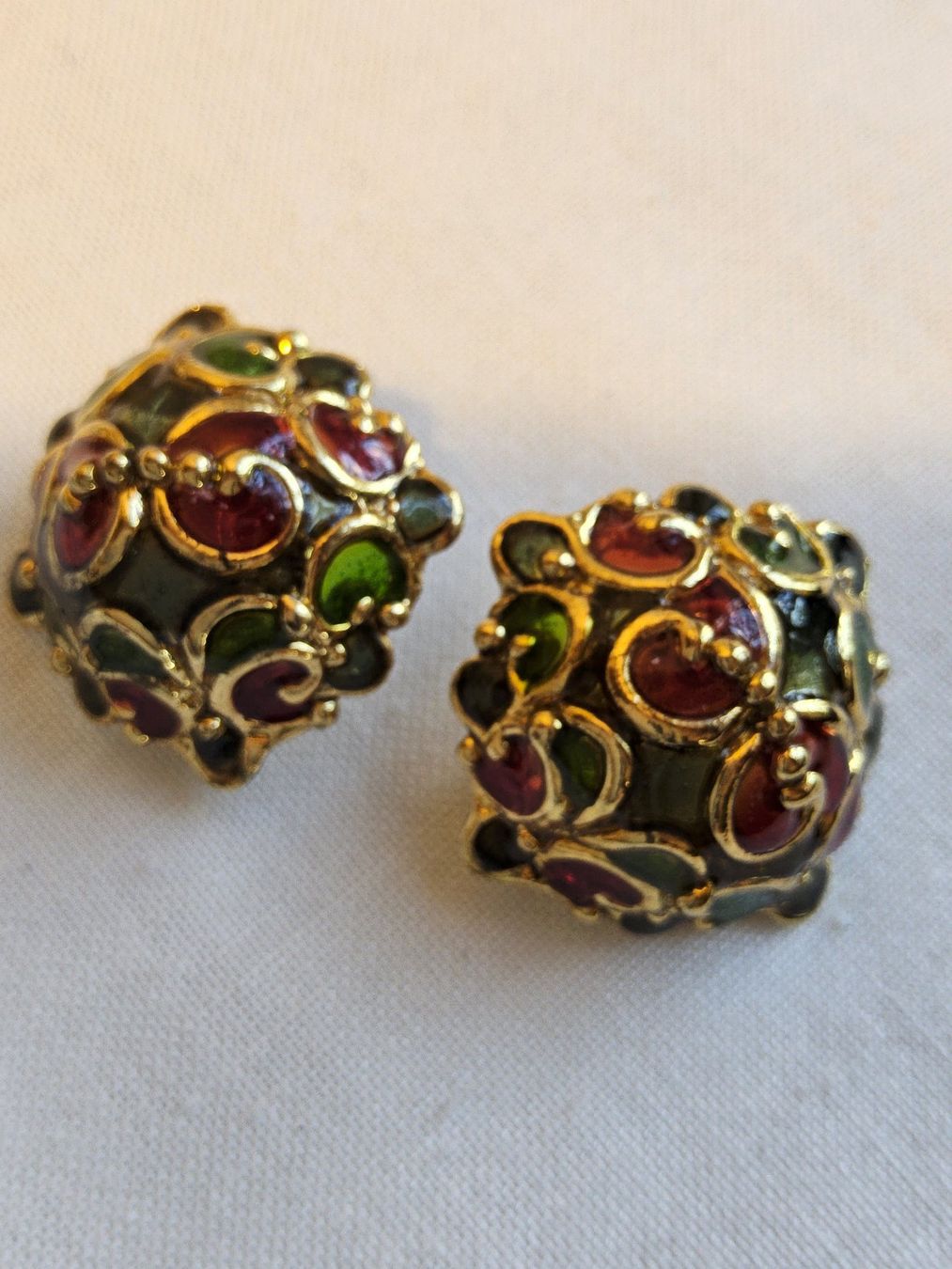 Orecchini pendenti & Orecchini a lobo: Wunderschöne Vintage Glas Ohrclips Goldfarben – Usato da Zürich venduto da sanwit 7