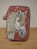 Etui mit Einhorn-Motiv rosa mit drei Reissverschlüssen