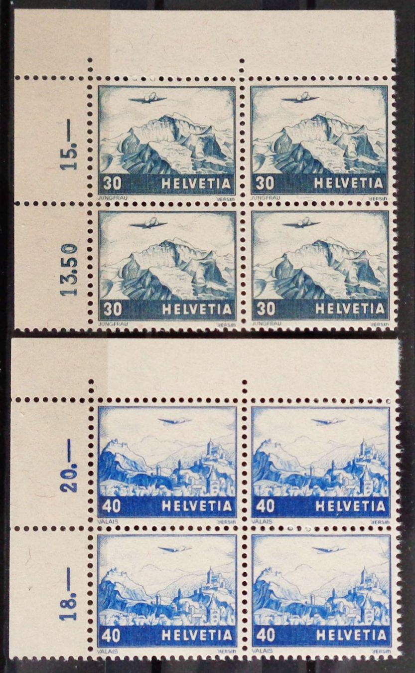 Tutti i francobolli: SUISSE 1948: poste aérienne, changement de couleurs, ** – Nuovo (secondo la descrizione) da Le Locle venduto da timbrettino