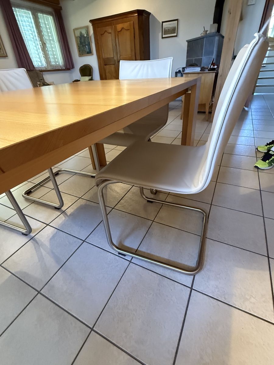 Set di tavolo e panche: Esstisch Holz mit 4 Freischwinger-Stühlen – Usato da Windisch venduto da _sru_ 2