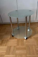 Beistelltisch Tisch Glas Metall mit Rollen rund