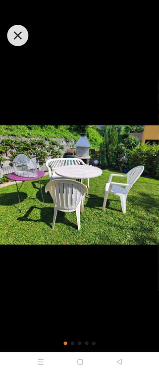 Garten Set, Tisch rund, Plastik Stühle, Bank,kleines Tischli Kaufen