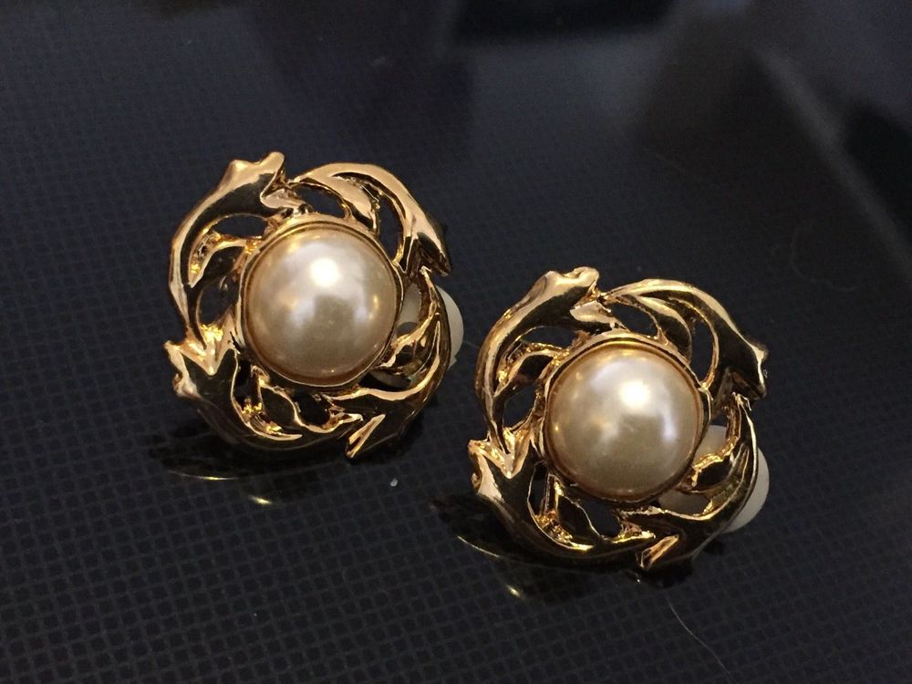 Boucles D’oreilles Vintage En Métal Doré – Occasion, Fermoir Clip