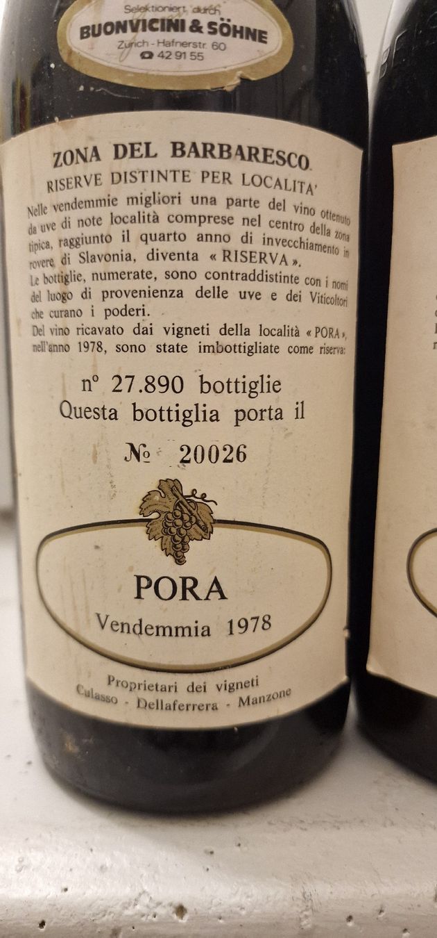 Vino: 2 Fl. Barbaresco PORA RISERVA Produttori del Barbaresco 1978 – Nuovo (secondo la descrizione) da Unterstammheim venduto da BurgundyPassion 5