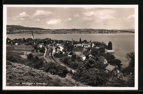 Cartoline postali: Berlingen a. Untersee, Panorama mit dem  – Usato da Berlin venduto da bartko-reher