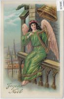 Joyeux Noel - Engel auf dem Kirchturm - Präge-Litho