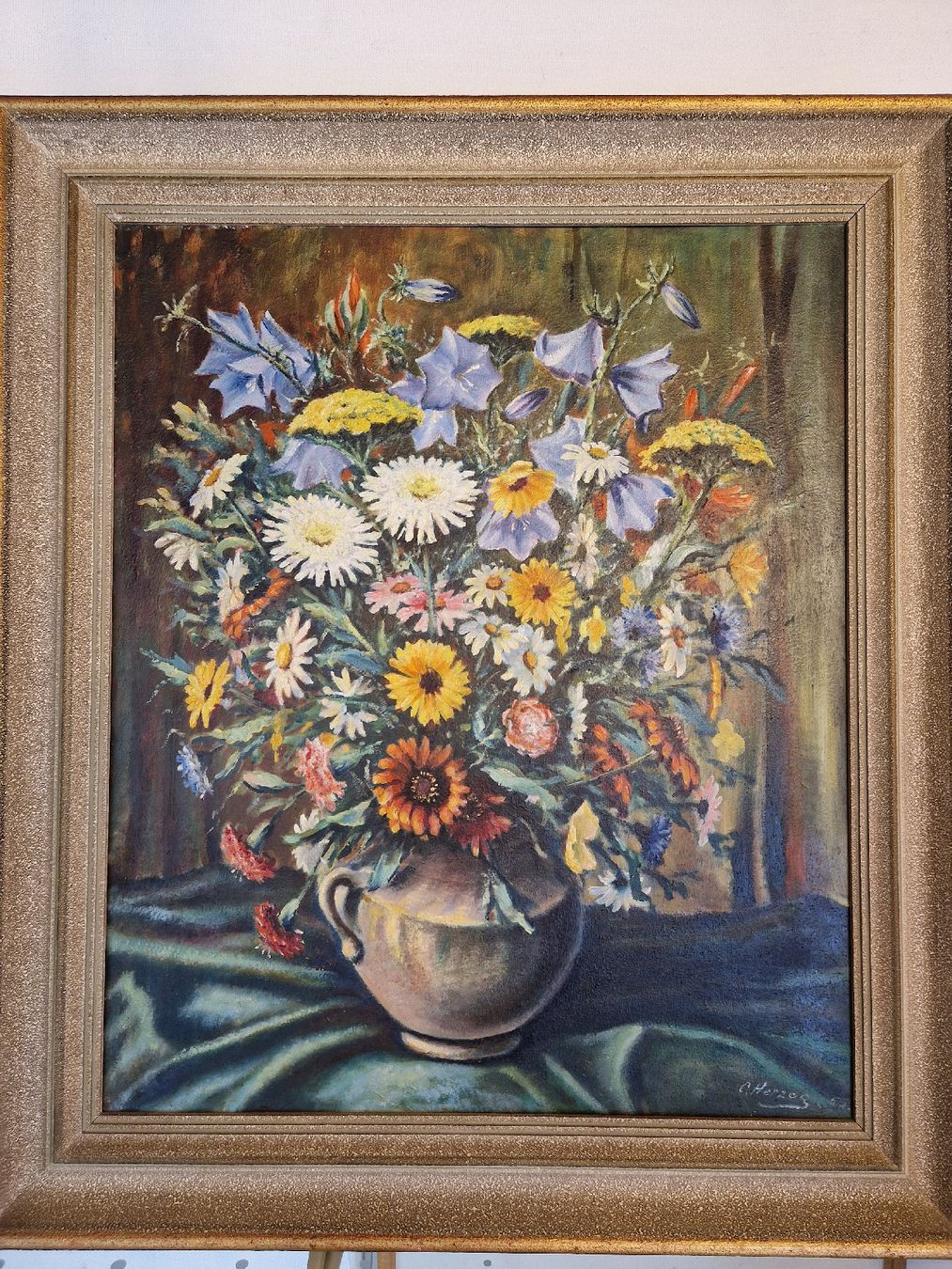 Gemälde: Blumenstrauss-  Gemälde von C. Herzog – Gebraucht aus Arbon von MadameLuLa9320