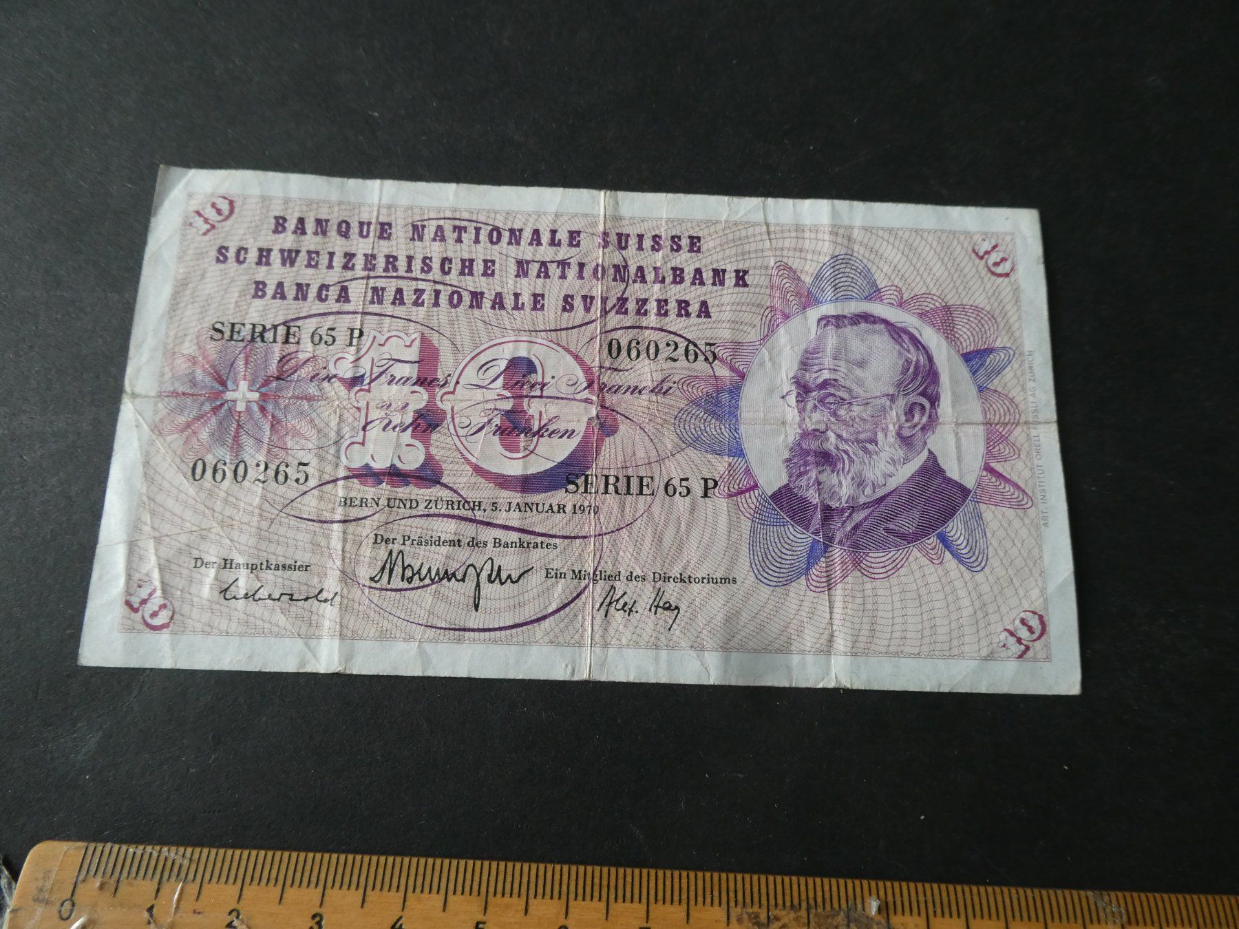 Banconote: Schweiz 1970, 10 Franken – Usato da Hinterforst venduto da Rohusri