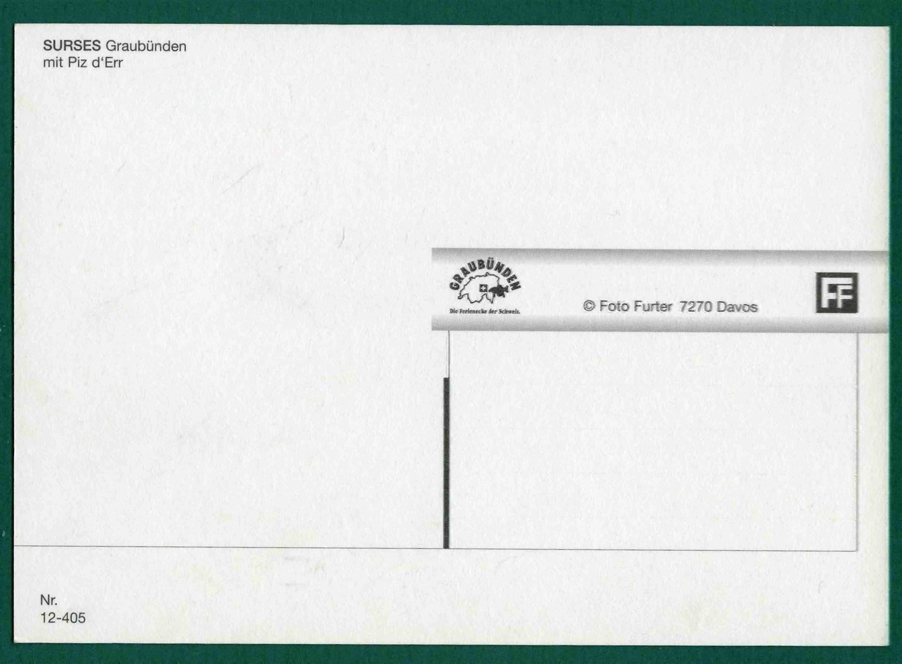 Cartoline postali: Surses mit Piz d'Err, ungelaufen, Grossformat, ca. 1980 – Usato da Sargans venduto da Hausi1951 1