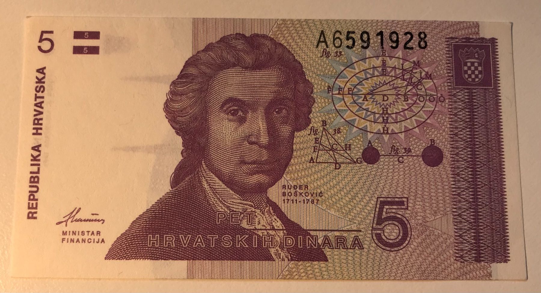 Banconote: Kroatien 5 Dinara 1991 XF+ – Nuovo (secondo la descrizione) da Algetshausen venduto da Carrhard