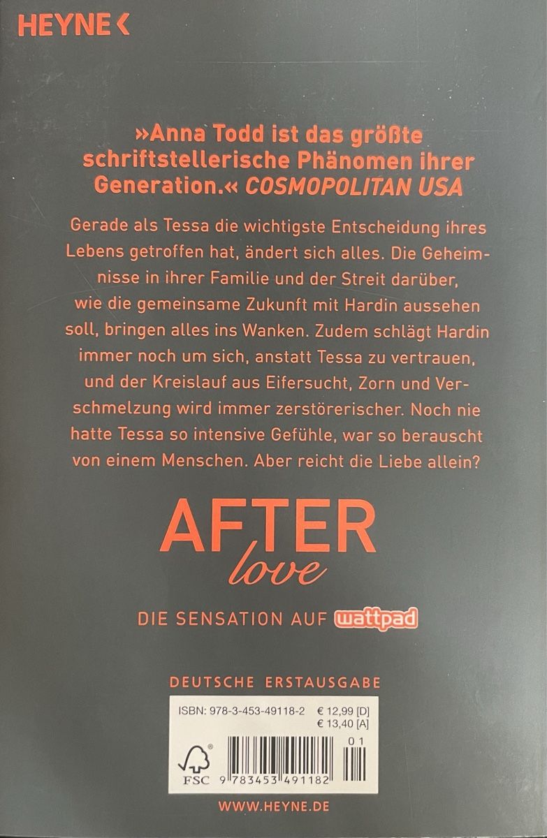 Libri: AFTER LOVE - ANNA TODD - TASCHENBUCH – Usato da Buchs AG venduto da fischli610 1
