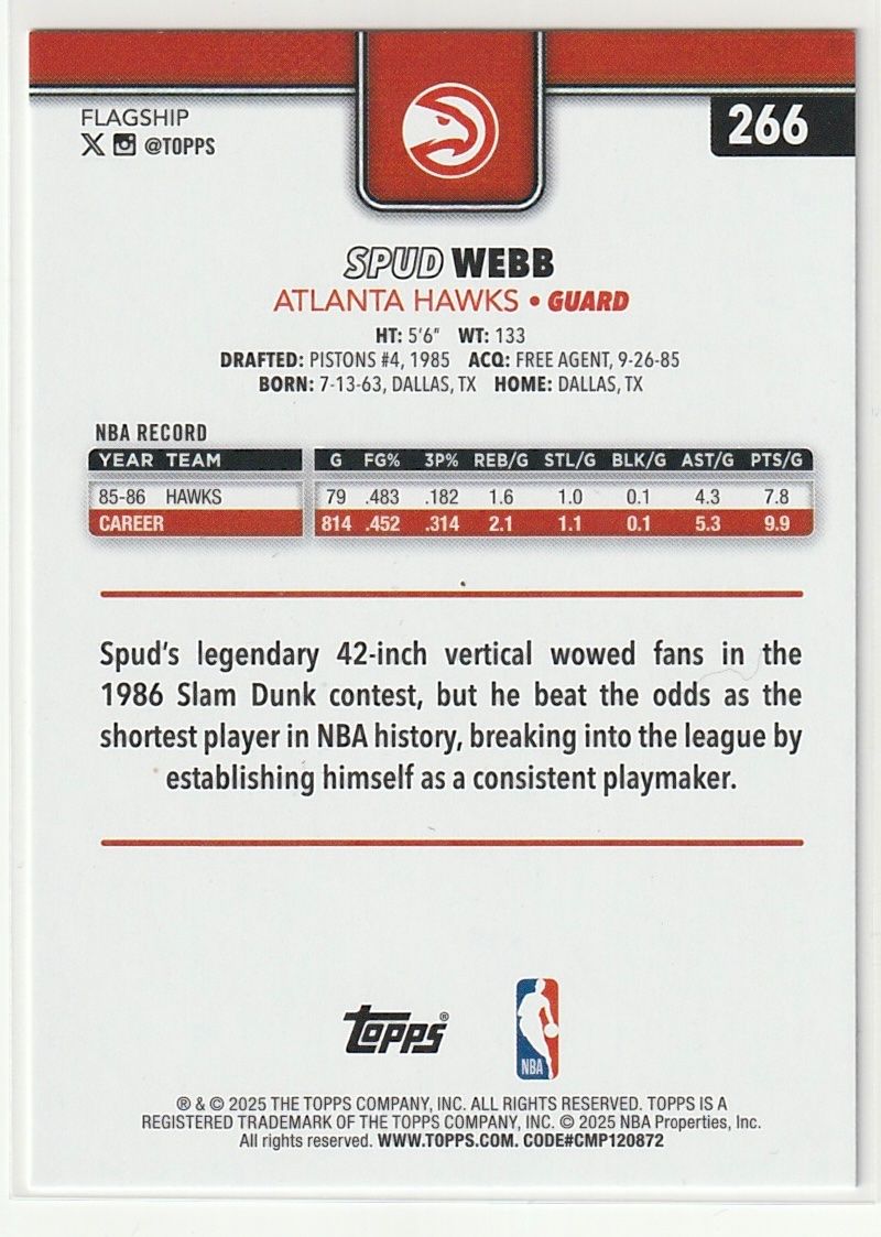 Topps Carte collezionabili: 2025/26 Topps Flagship Basketball Spud Webb – Nuovo (secondo la descrizione) da Biel/Bienne venduto da historian-198 1