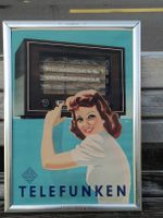 Litho Werbe Plakat / Telefunken im original Rahmen von 1930