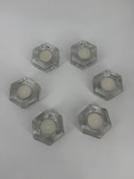 6 Teelichthalter aus Glas, sechseckig, von Glasi Hergiswil