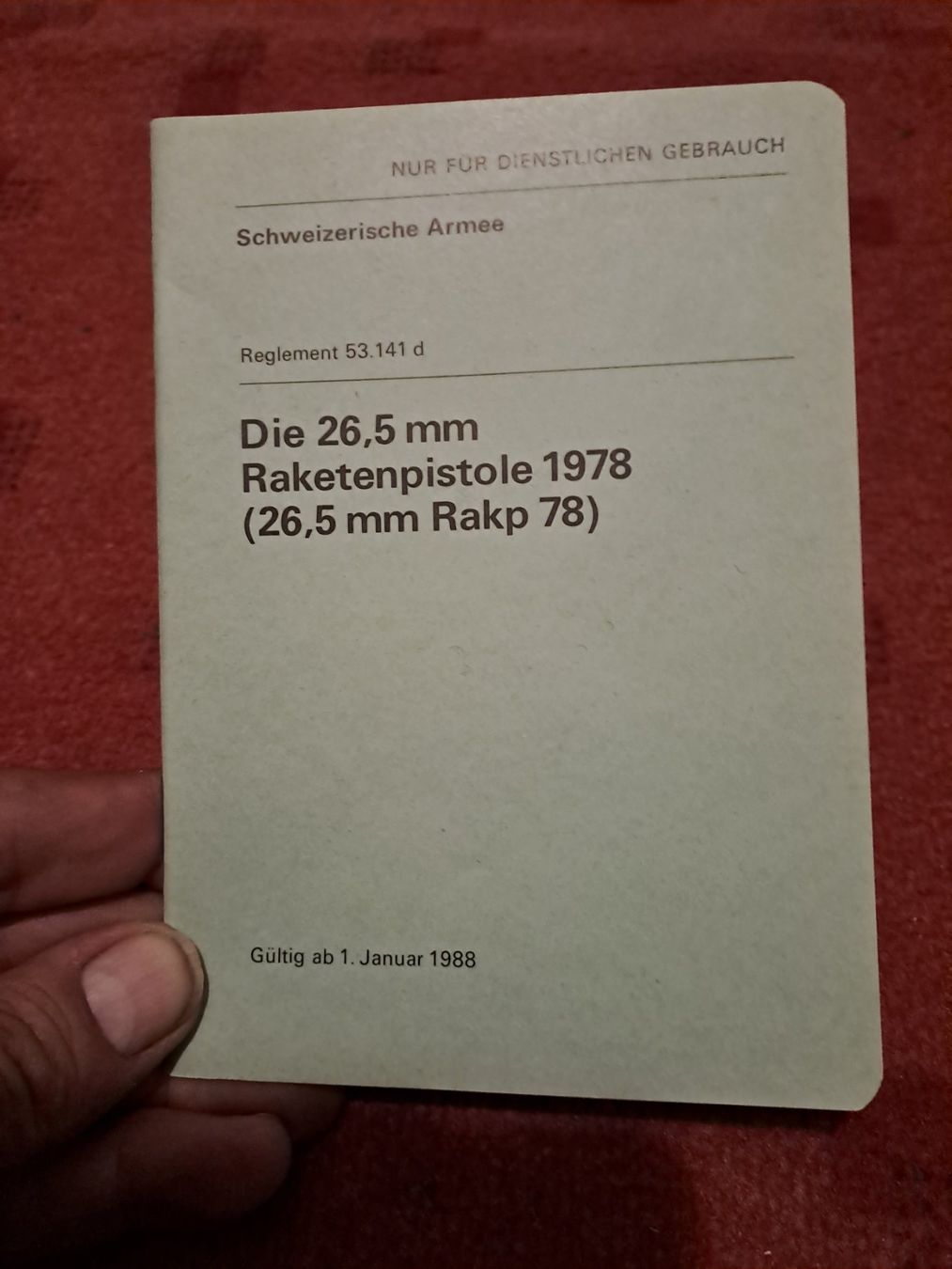 Bücher: Reglement  " Raketenpistole 1978 " – Gebraucht aus St.Gallen von Infanteriewerk 1