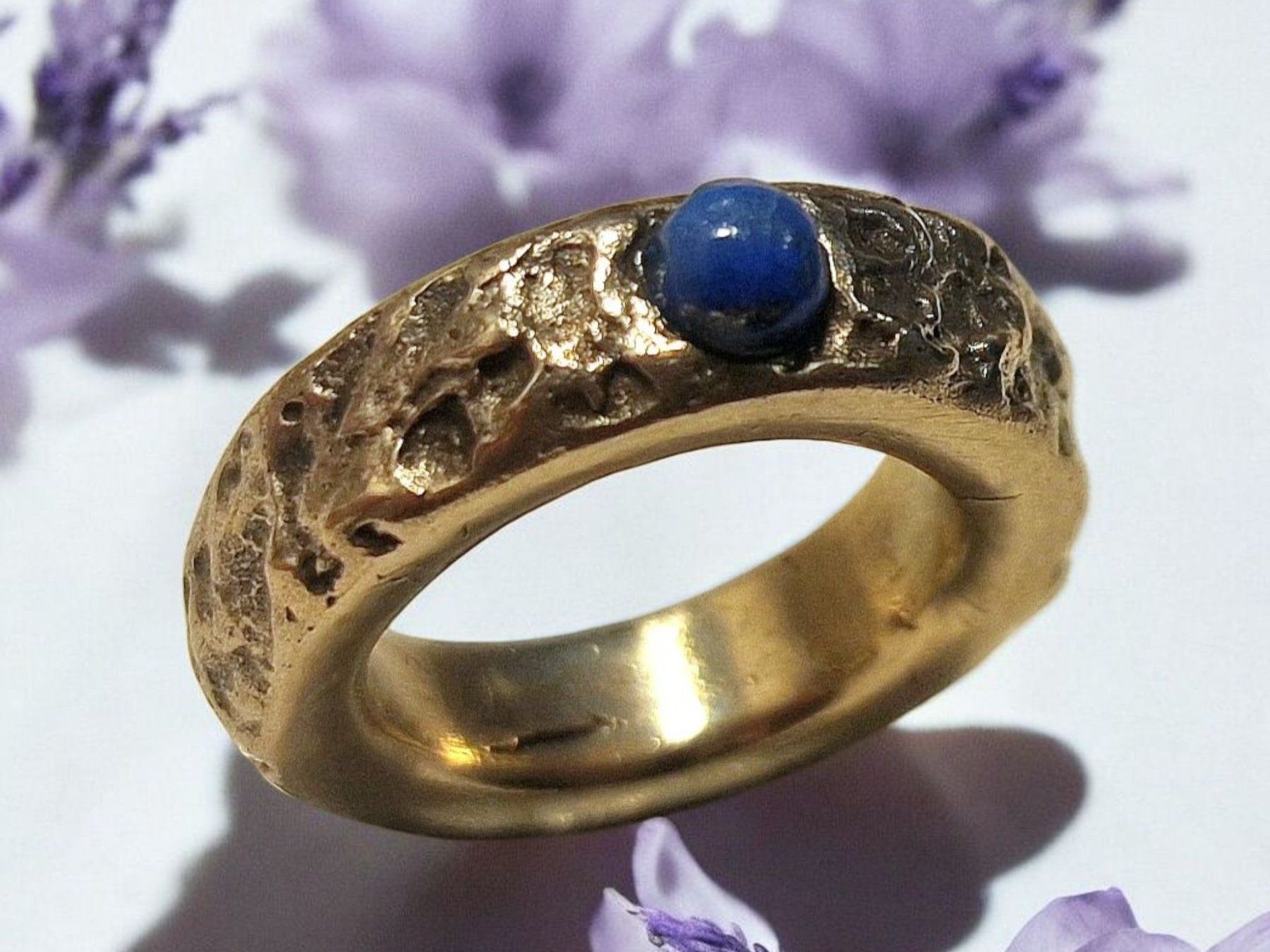 Ringe: Naturstyle-Ring Bronze, selbstgeschl. Lapislazuli, Gr. 54 – Neu und originalverpackt aus Aarau von Schmuckhoehle_MD 3