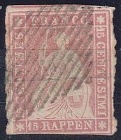 Schweiz-Strubel Nr.24B, 3 Seiten vollrandiger Schnitt