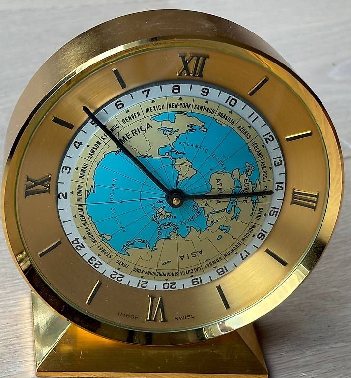 Orologi da terra & Orologi da parete: Weltzeit Tischuhr Imhof - Worldtimer – Usato da Adliswil venduto da Heimite 1