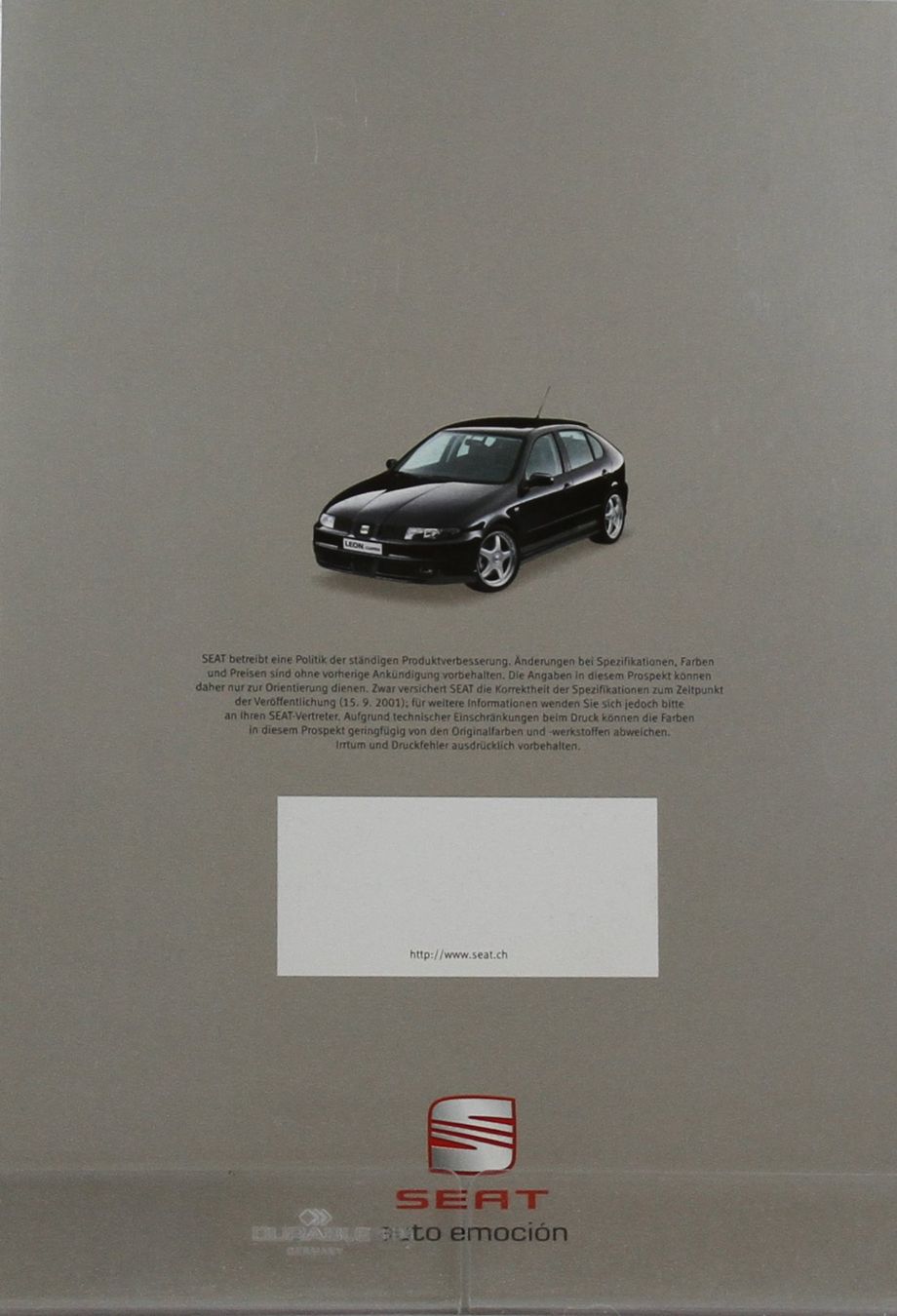 Seat Documenti: PROSPEKT  | SEAT LEON CUPRA 4 KOMPRESSOR - 1M1 | AB 09.2001 – Usato da Unterägeri venduto da GIGOLOLIT 1