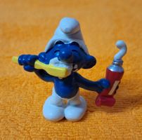 Schlumpf mit Zahnbürste / Schleich Peyo1980 Vintage
