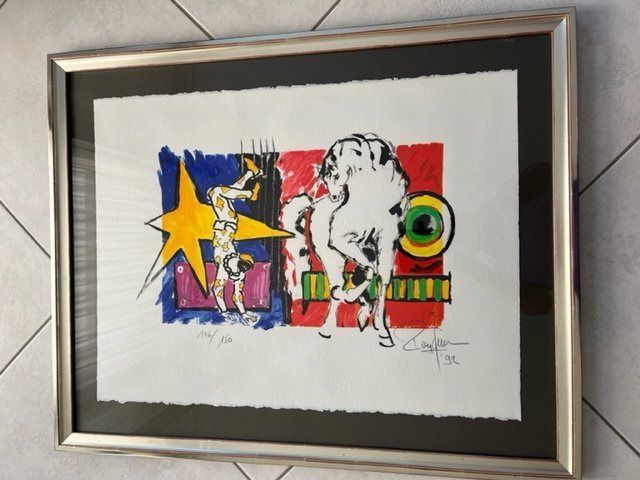 Grafiken & Lithographien: Original Litho Akrobat mit Pferd Rolf Knie – Gebraucht aus Wädenswil von VTK_40